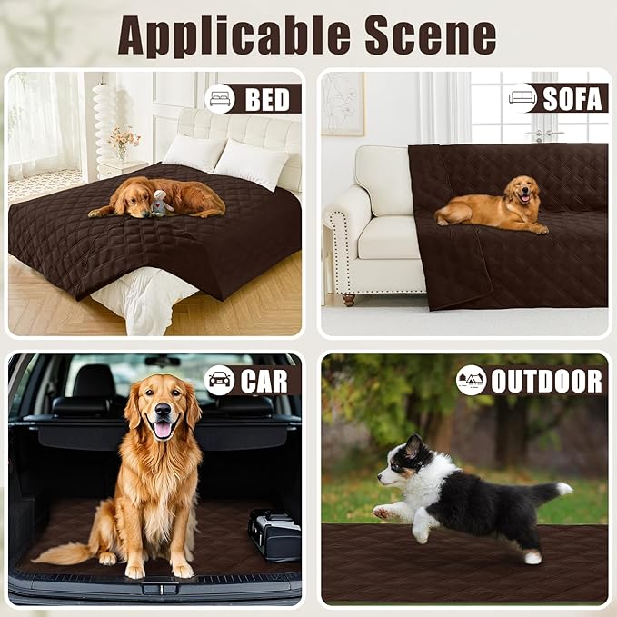 Smiry Waterproof Dog Bed Cover Blanket 30x53, Soft Reversible Pet Blanket, Washable Leakproof Cats Dogs Couch Cover for Sofa, Couch, Furniture, Lattice, Chocolate/Chocolate