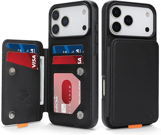 GUERNICA for iPhone 17 Pro Max (6.9") Case Wallet with Card Holder, RFID Blocking Leather Protection, Shockproof Women Men Phone Case for Apple 17 Pro Max, Black