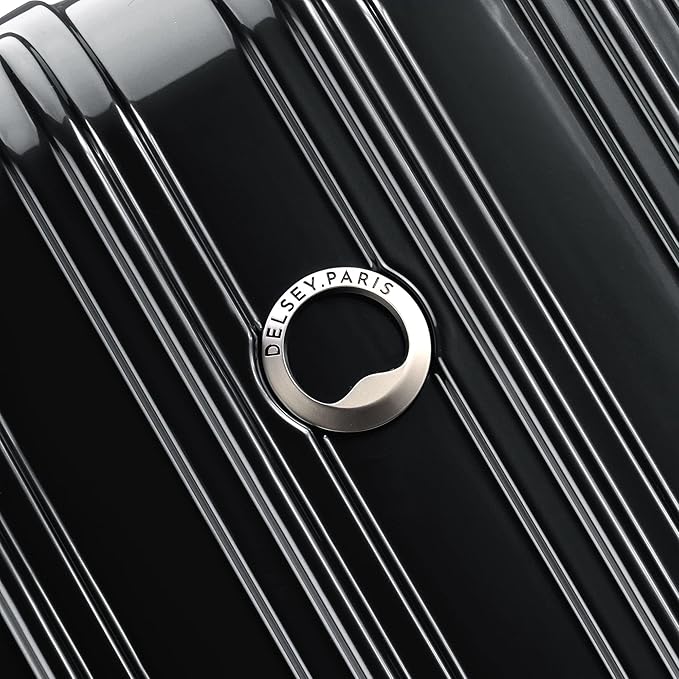 DELSEY PARIS Helium Aero Hardside Expandable Luggage with Spinner Wheels, Black, Checked-Medium 24 Inch