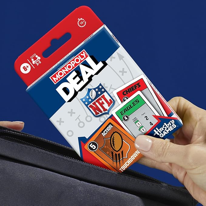 Monopoly Deal NFL Edition Game | Officially Licensed NFL Card Game for Families and Kids | Ages 8+ | 2-5 Players | 15 Mins. | Football Games | Christmas Stocking Stuffers