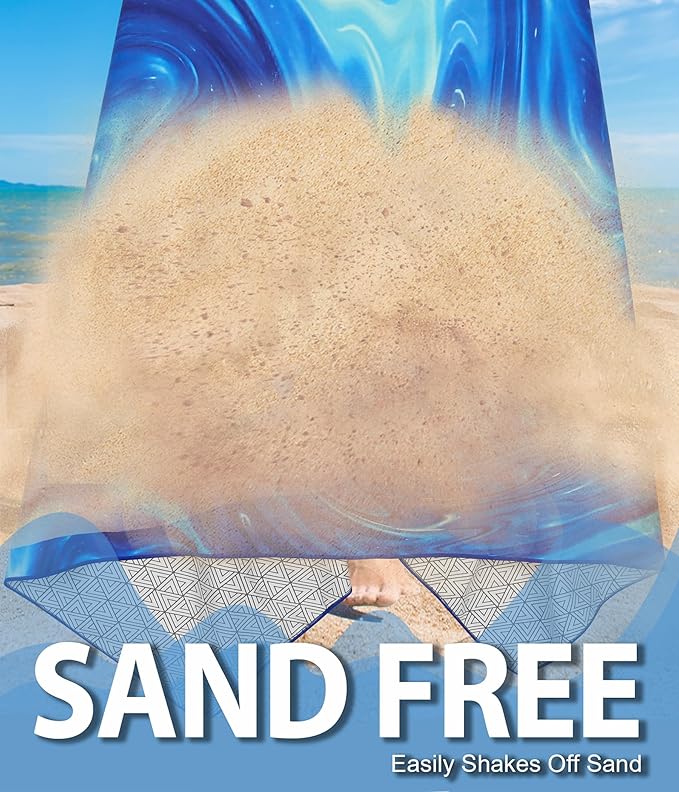 2 Packs Sand Proof Microfiber Beach Towels Adult –Quick Fast Dry Beach Oversized Accessories for Travel Swim Pool Yoga Camping Blanket Essentials Lightweight Must Haves Items Women Gifts Blue Turtles
