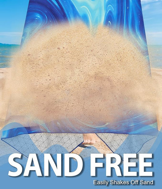 2 Packs Sand Proof Microfiber Beach Towels Adult –Quick Fast Dry Beach Oversized Accessories for Travel Swim Pool Yoga Camping Blanket Essentials Lightweight Must Haves Items Women Gifts Blue Turtles