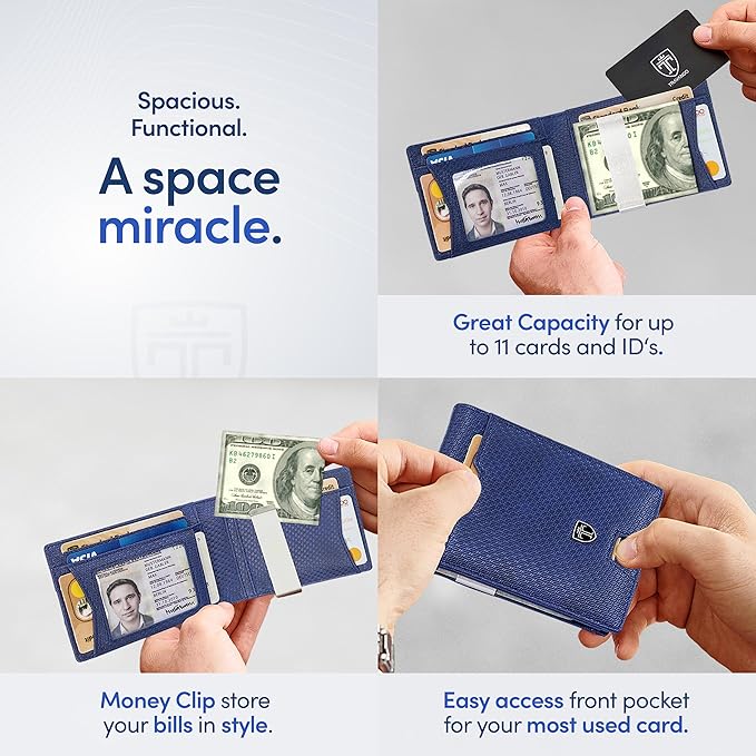 TRAVANDO Mens Wallet with Money Clip AUSTIN RFID Blocking Bifold Credit Card Holder for Men with Gift Box
