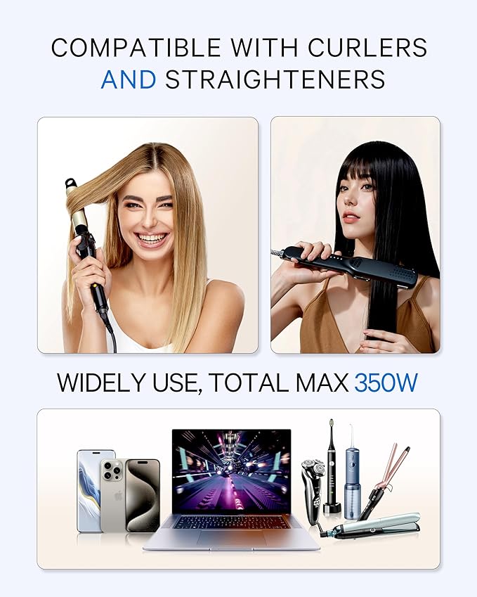 DOACE 220v to 110v Voltage Converter US to Europe: 350W 220 to 110 Voltage Converter for European Travel - International Power Adapter Plug Combo Step Down Transformer White