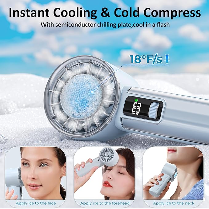 Portable Handheld Fan with Ice Cooler, 21H Max Cooling,9500RPM High Speed,100 Speeds, Small Pocket Turbo Design,Digital Display, Rechargeable Personal Handheld AC Fan for Travel Outdoor Office Commute