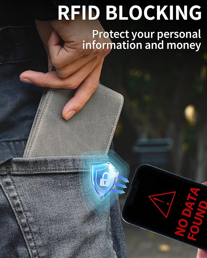 Artpaxy Mens Wallet Bifold Genuine Leather RFID Blocking Wallet for Men with 2 ID Windows 12 Card Holders 2 cash pockets 1 Gift Box