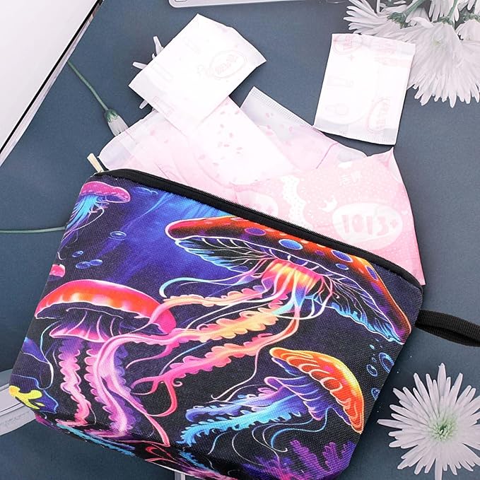 Cute Animal Lovers Gifts Tropical Jellyfish Cosmetic Bag Makeup Pouch with Zipper (jellyfish)