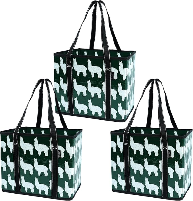 BeeGreen Large Waterproof Reusable Bags Christmas Heavy Duty Shopping Tote for Groceries Pool Gift with Webbing Handles