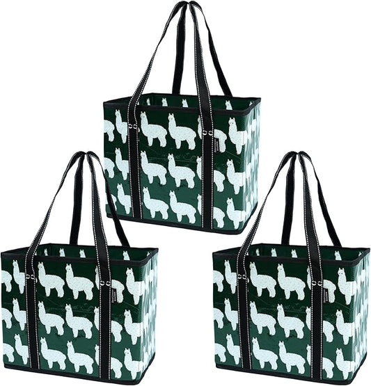 BeeGreen Large Waterproof Reusable Bags Christmas Heavy Duty Shopping Tote for Groceries Pool Gift with Webbing Handles