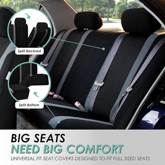 FH Group Car Seat Cover for Back Seat Premium 3D Air Mesh Gray Seat Cover Universal Fit Rear Seat Cover Split Bench Car Seat Protector for Dogs and Kids, Car Interior Accessories for SUV Sedan Van