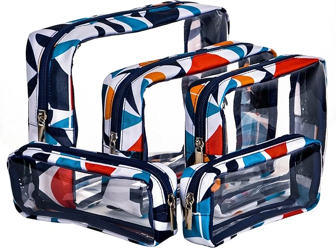 TSA Approved 5-Piece Diaper Bag Organizer Pouch Set Clear Waterproof TPU Kids Toiletry Storage Set Travel Packing Clutch Cube Bags for Baby Nursing