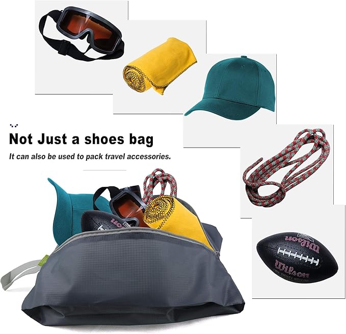 BeeGreen Grey Shoe Organizer Set - 6 Pack Shoe Bags For Travel with Zipper Closure and Handle,Stylish and Portable Nylon Shoe Storage for Men and Women's Travel Gifts and Home Storage