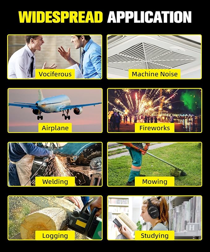 ZOHAN 012 Noise Reduction Earmuffs 2 Packs for Hearing Protection, NRR 28dB Adjustable Safety Ear Muffs for Mowing, Autism