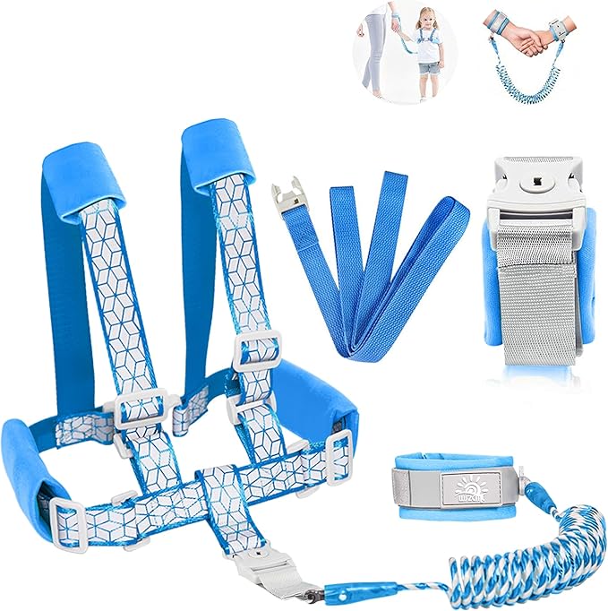 Toddler Leash for Walking, Toddler Safety Harnesses Leashes, Safety Harness with Lock for Kids, Anti Lost Wrist Link for Toddlers ，Upgrade with Reflective Tape Liner（6.5ft）for Kids