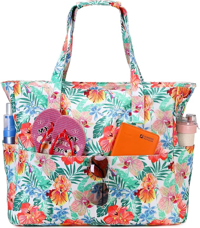 Bluboon Waterproof Beach Tote Pool Bags for Women Ladies Extra Large Carry On Bag With Wet Compartment for Weekender Travel