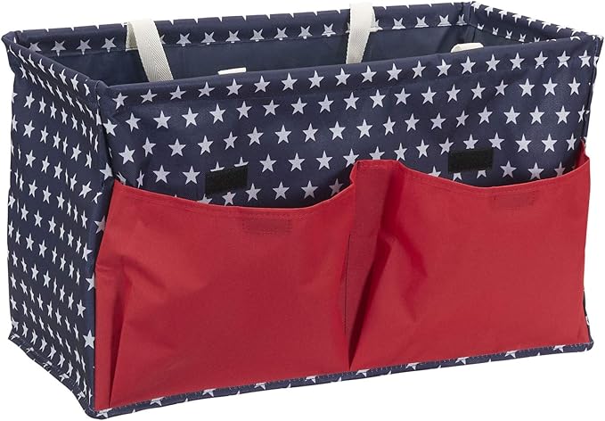Household Essentials Red, White, and Blue Krush Container All-Purpose Utility Tote with Pockets