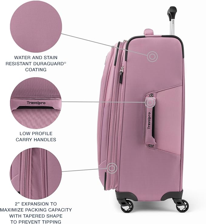 Travelpro Maxlite 5 Softside Expandable Checked Luggage with Spinner Wheels, Lightweight, 25-Inch — Orchid Pink Purple