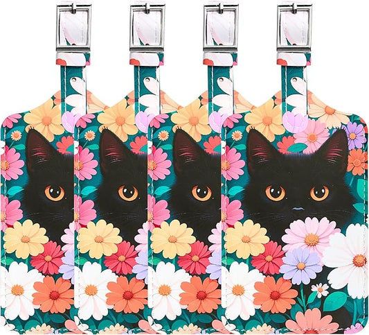 4 Pack Luggage Tag for Suitcases TSA Approved, Leather Suitcase Tags Identifiers, Cute Bag Name Travel Tags ID Labels for Women Men Cruise Airport Luggage Travel Essentials by Sodsay