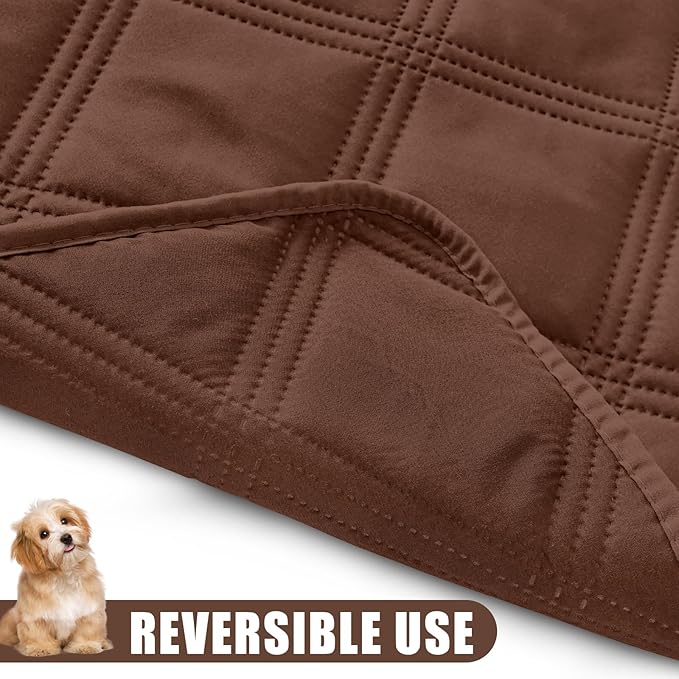 Smiry Waterproof Dog Bed Cover Blanket 52x82, Soft Reversible Pet Blanket, Washable Leakproof Cats Dogs Couch Cover for Sofa, Couch, Furniture, Lattice, Brown/Brown