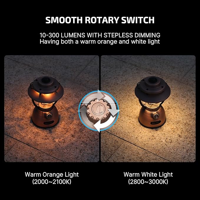 OLIGHT Olantern Classic 2 Pro APP Control Camping Lantern, 300 Lumens LED Rechargeable Lamp Flashlight with Dual Light Sources for Hurricane, Emergency, Hiking, Home Decor (Vintage Copper)