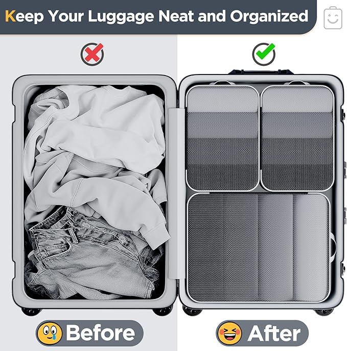 Veken 6/9/11 Set Compression Packing Cubes for Travel Essentials,Compressible Expandable Large Luggage Suitcase Organizer Bags for Clothing,Durable Space Saver Storage Bags(Black)
