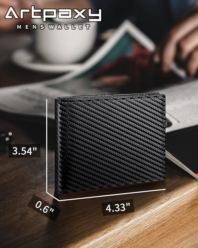 Artpaxy Mens Wallet Bifold Genuine Leather RFID Blocking Wallet for Men with 2 ID Windows 12 Card Holders 2 cash pockets 1 Gift Box