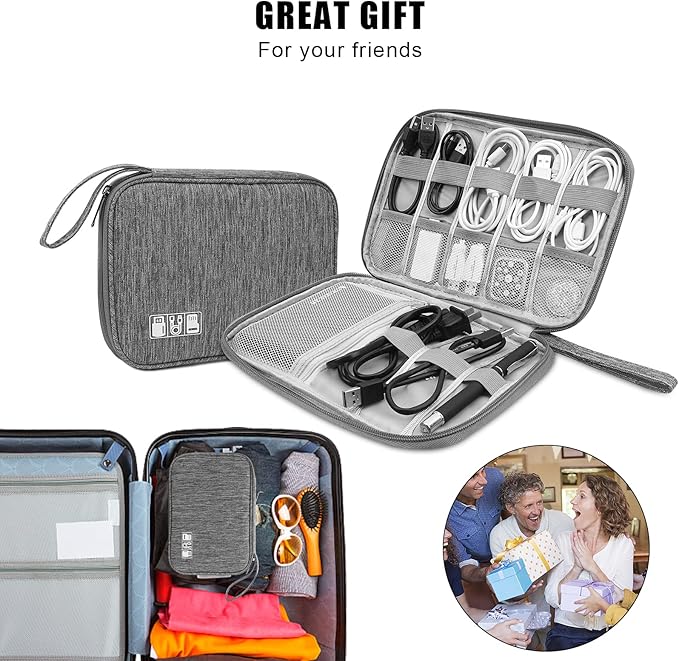 Electronic Organizer Travel Universal Cable Organizer Electronics Accessories Bag for Cable, Charger, Phone, USB, SD Card,1Pack