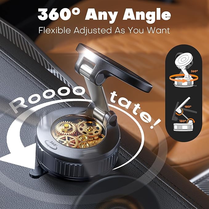 Peerock Car Phone Holder, 360°Adjustable Magnetic Phone Holder for Car, Foldable Suction Cup Phone Mount, Phone Holders for Your Car for iPhone 17/16/15/14/13/12 Series
