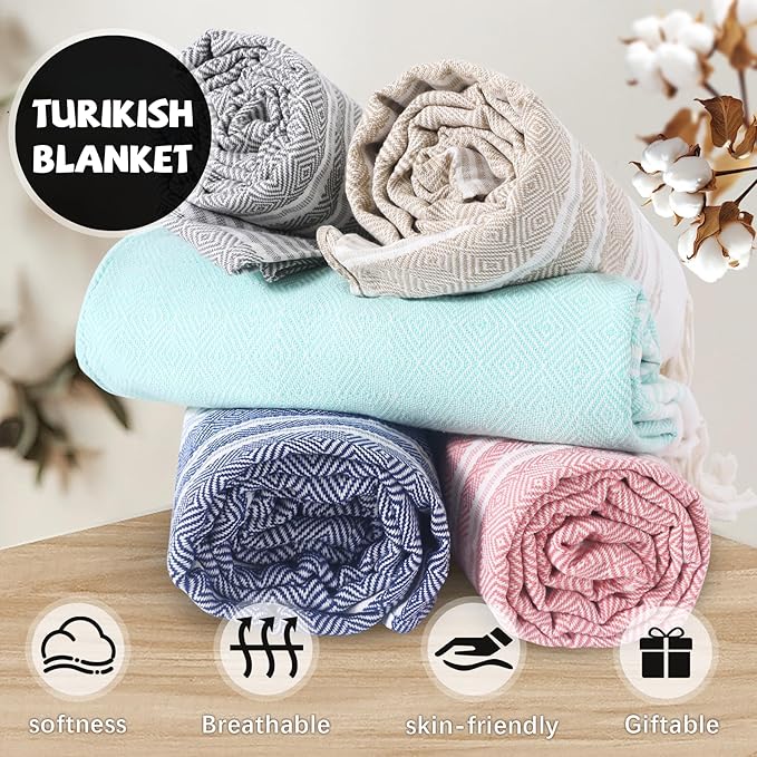 Giant Turkish Beach Towel Boho Beach Throw Blanket Anti Resistant Sand Free Quick Dry Lightweight Sandless Cloud Hawaii Honeymoon Travel Essentials Xl Big Huge Jumbo Women Summer Vacation Gift