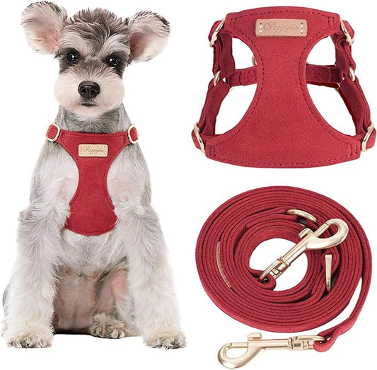 Puppytie No Pull Dog Harness with Multifunction Dog Leash,Soft Adjustable No Choke Escape Proof Pet Harness Vest for Medium Dogs or Large Dogs,red Hawthorn,M