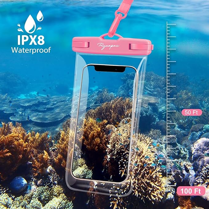 Waterproof Phone Pouch Bag - 7.5in Water Proof Cell Phone Case for Beach Travel, IPX8 Dry Bag with Lanyard for iPhone 17 16 15 Pro Max Galaxy S25 Ultra Pixel 10 Pro, Cruise Ship Essentials