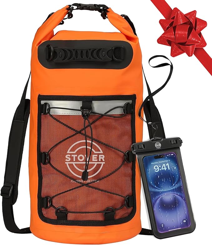 STOVER 5/10/25/30/40/55L Waterproof Dry Bag- Roll-Top Backpack w/Phone Case- Kayaking, Hiking, Camping, Boating- Men/Women