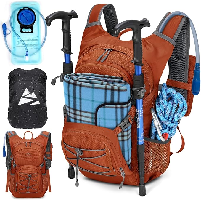 Hydration Backpack with Water Bladder, 18L Lightweight Hiking Backpack for Women&Men Small Insulated Hydration Water Pack for Hiking, Running, Cycling, Biking