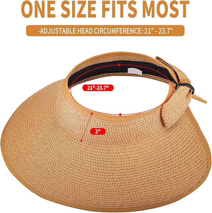 3PCS Foldable Straw Sun Visor Hats for Women, Wide Brim Ponytail Summer Beach Hat, Protect Your Skin Easily