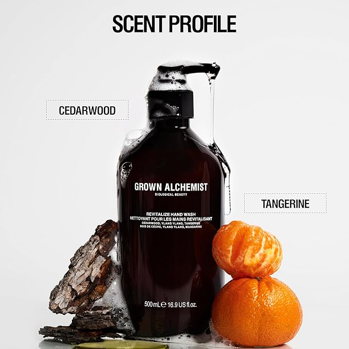 Grown Alchemist Revitalize Hand Wash. Cedarwood, Ylang Ylang, Tangerine. Gentle Hand Wash Hydrates and Cleanses Skin, 16.9 Ounce (500mL).