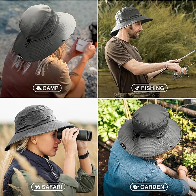 GearTOP Safari Hat for Men Sun Hats for Women UV Protection UPF 50+ Fishing, Gardening, Hiking Hat (22-23 1/2")