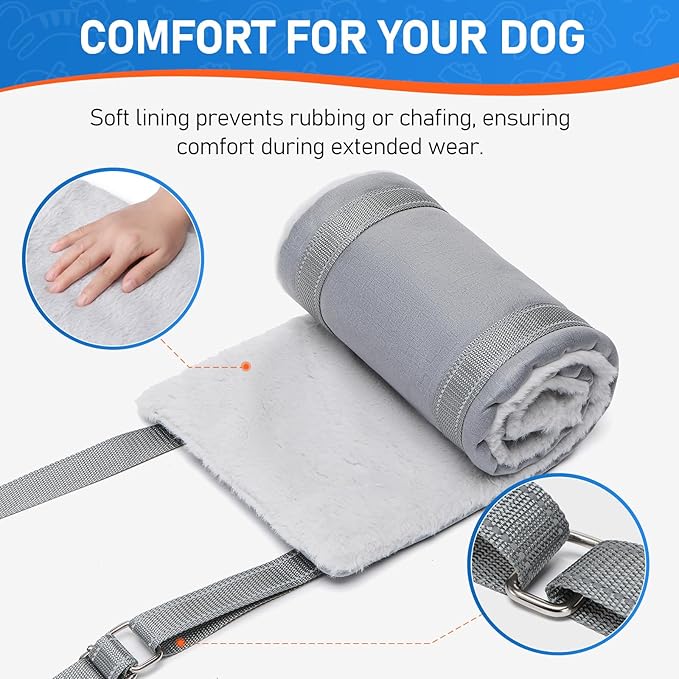 Dog Lift Harness for Medium Dog, Adjustable Dog Sling for Back Legs, Hip Support Harness to Help Lift Dogs Rear for Helps Senior, Injured, Disabled and After ACL Surgery Dogs - Medium, Grey