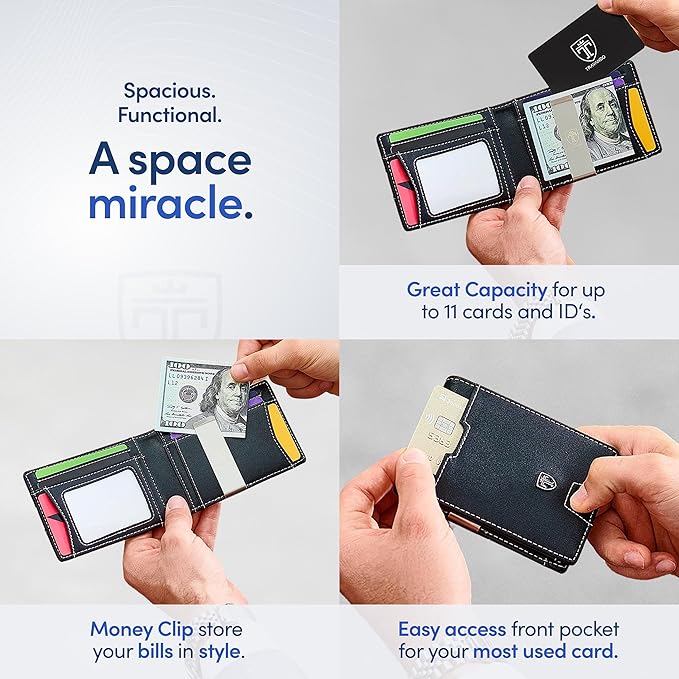TRAVANDO Mens Wallet with Money Clip AUSTIN RFID Blocking Bifold Credit Card Holder for Men with Gift Box