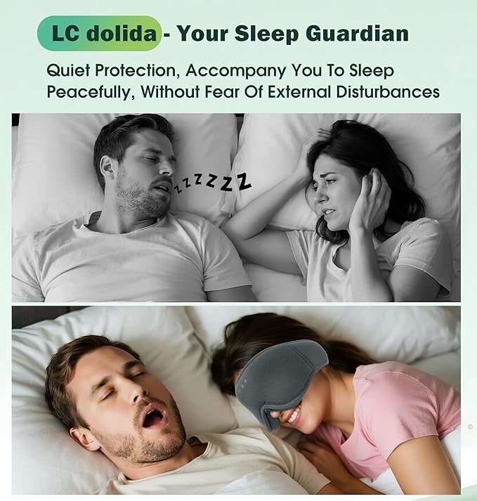Sleep Mask with Headphones Bluetooth 5.4，LC-dolida 2025 New 3D Bluetooth Sleep Mask Headphones with Soft Bamboo Cotton for Side Sleepers Women Men, Sustainable Luxury for Better Sleep