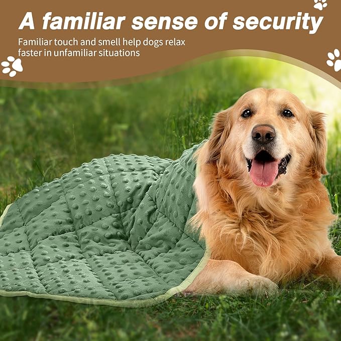 yescool Weighted Blanket for Dogs, 5 lb Thunder Blankets Shirt for Dogs, 36 x 48 inch Medium Puppy Blanket for 45-65lb, Weighted Pet Blankets for Thunderstorms, Fireworks and Construction Noise, Moss
