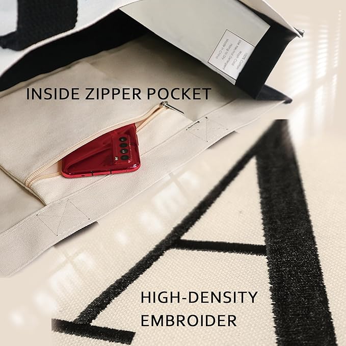 BeeGreen Embroidery Monogram Initial Tote Bag for Women Teacher Mom Friend Personalized Gift for Birthday Beach Work Wedding