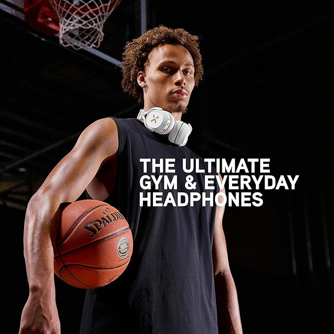 BlueAnt Pump X Wireless Over-Ear Headphones, Bluetooth, Powerful Bass, Active Noise Cancelling & Transparency Mode, Interchangeable Ear Cups, All-Day Comfort for Gym and Training, Black/Gold