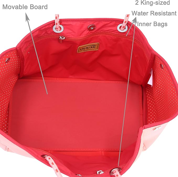 QOGiR Neoprene Multipurpose Beach Bag Tote with Inner Zipper Pocket … … … …
