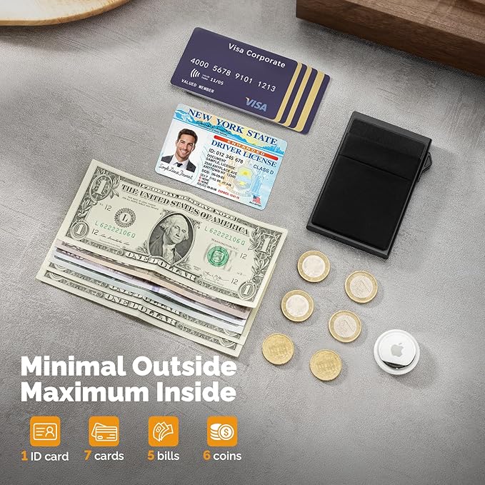 YESIIW Credit Card Holder Wallet for Men RFID Blocking Slim Minimalist Metal Wallet with Money Pocket Contactless Card Protector