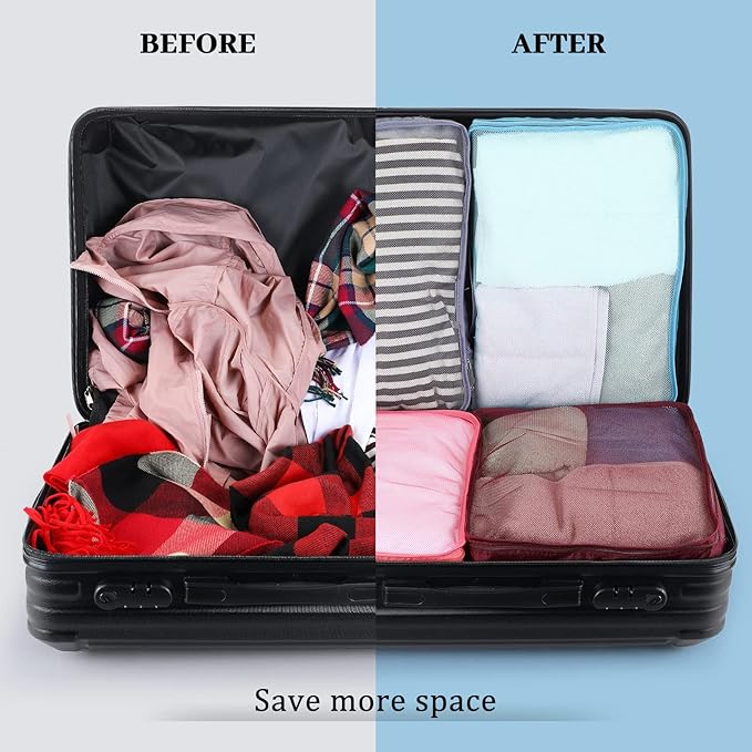 Woanger 24 Pcs Large Packing Cubes High Capacity Luggage Organizers Reusable Mesh Packing Bags for Travel Hiking(Multicolor)