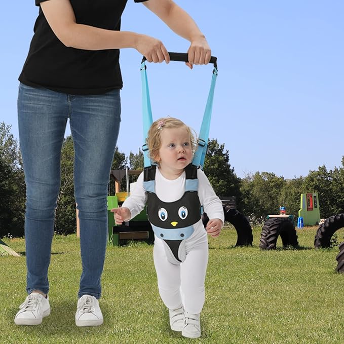 IULONEE Baby Walking Harness Breathable Handheld Kids Toddler Helper Assistant Adjustable Infant Walker Help Baby Walk Stand Up Child Learning Belt for 8-24 Month Old Babies Activity (Blue)