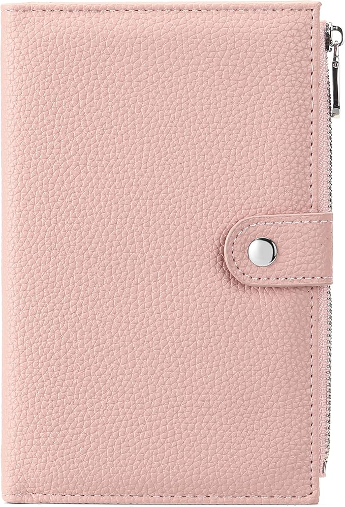 Passport Holder for Women Leather Passport Wallet for Travel RFID Blocking Passport Wallet Credit Card Holder with Zipper Pocket