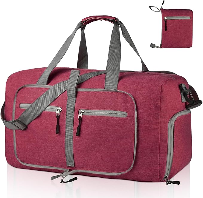 Dimayar 115L Travel Duffle Bag for Men Women - Foldable Duffel Bag with Shoes Compartment - Overnight Bags Waterproof & Tear Resistant(Red)