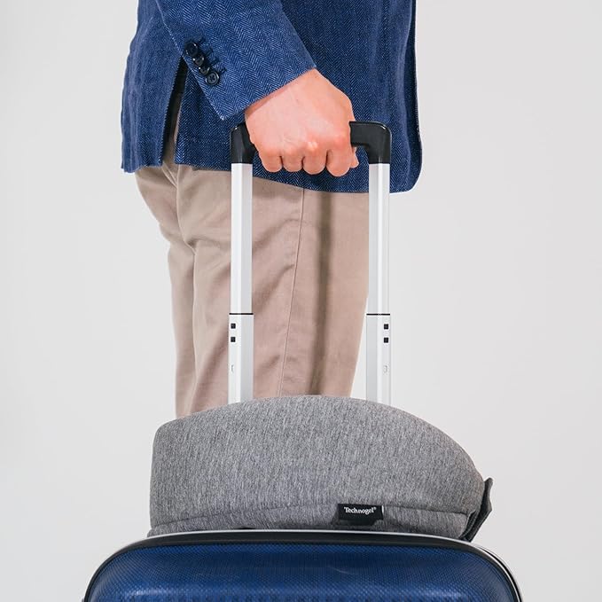 Technogel 2IN1 Travel Neck Pillow with Gel I Chin, & Lumbar Support I Premium Memory Foam & Patented Gel I Airplane Train Work Flight Office Car Home Pillow I Super-Soft I Lightweight I Washable