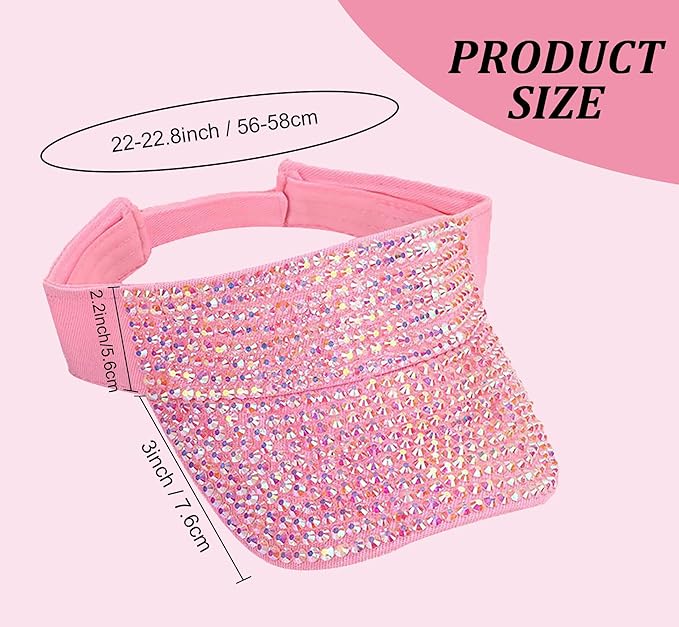 Bling Shiny Rhinestone Sports Sun Visor Hat for Women Summer Adjustable Breathable Beach Visor Caps Running Golf Sun Hat